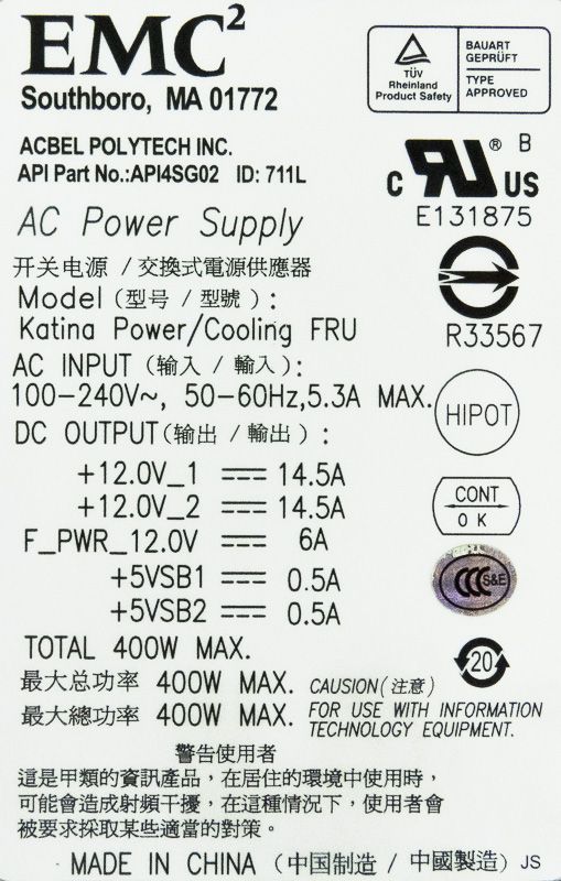 EMC 071-000-453 400 WATT 0VJ722 API4SG02