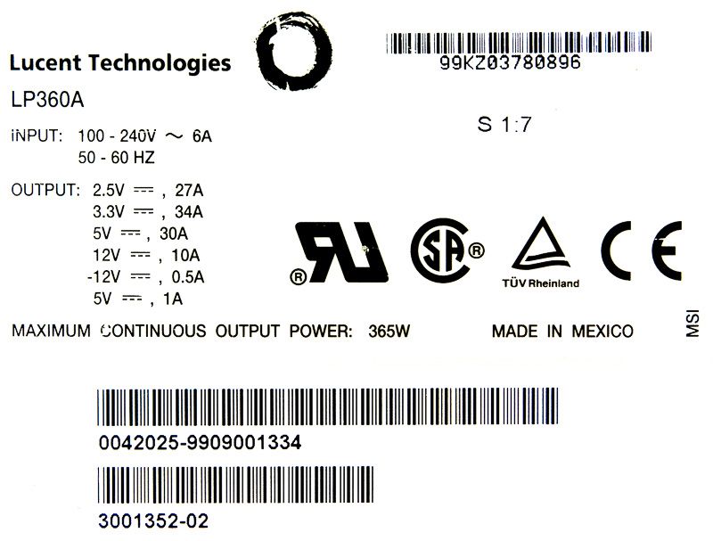 LUCENT LP360A 365W SUN 3001352-02 ENTERPRISE 250