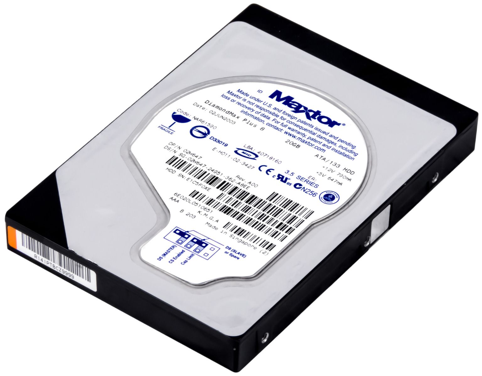 MAXTOR DiamondMax Plus 8 20GB 7.2K 2MB ATA 3.5'' 6E020L0