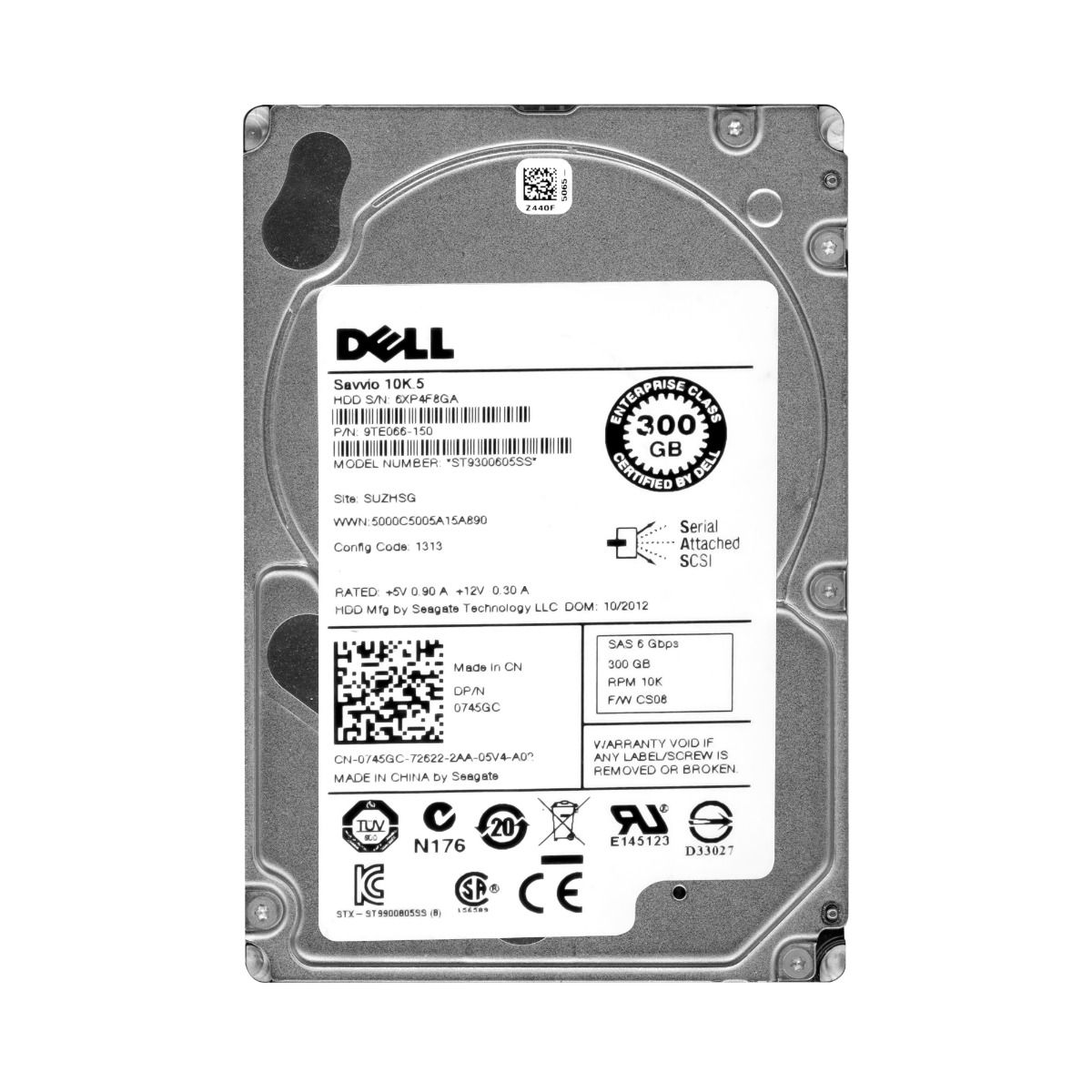 DELL 0745GC 300GB 10K 16MB SAS-2 2.5'' ST9300605SS