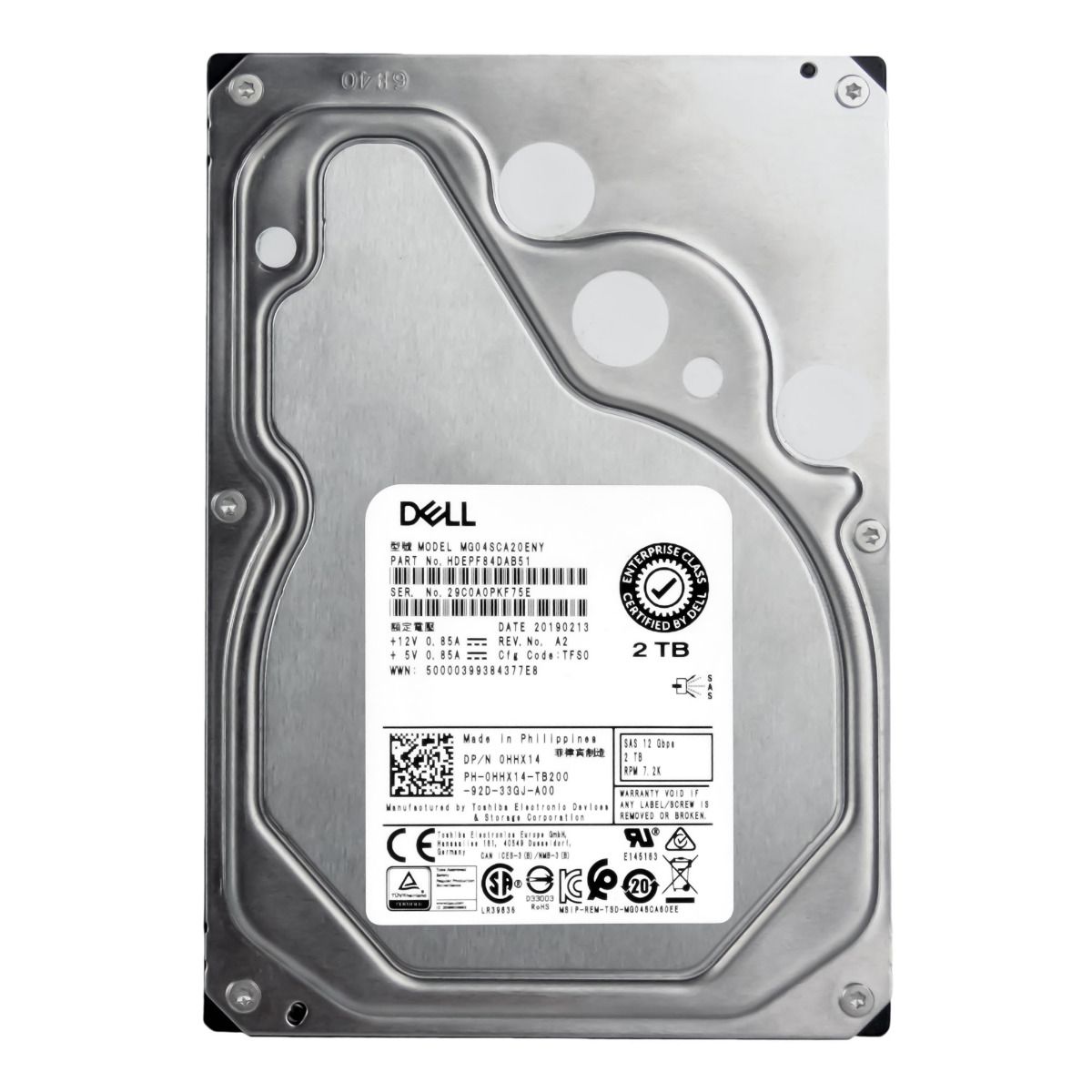 DELL 0HHX14 2TB 7.2K 128MB SAS-3 3.5'' MG04SCA20ENY