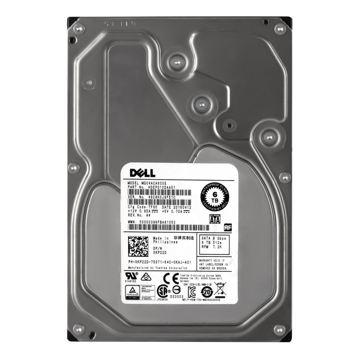 DELL 0KP22D 6 To 7,2K 128 Mo SATA III 3,5'' MG04ACA600E