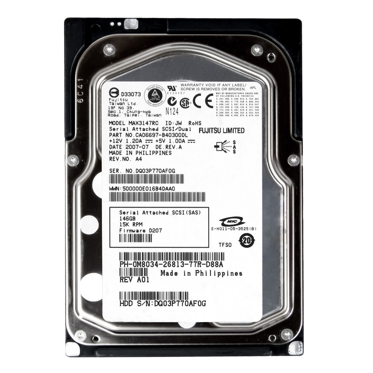 DELL 0M8034 146GB 15K 16MB SAS 3.5'' MAX3147RC