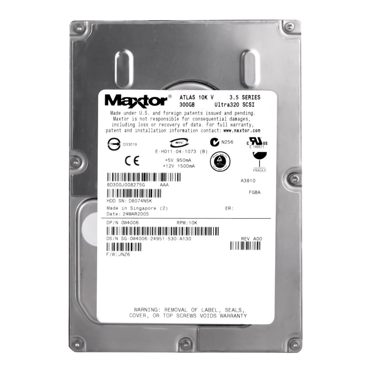 DELL 0W4006 300GB 10K 8MB SCSI U320 3.5'' 8D300J0