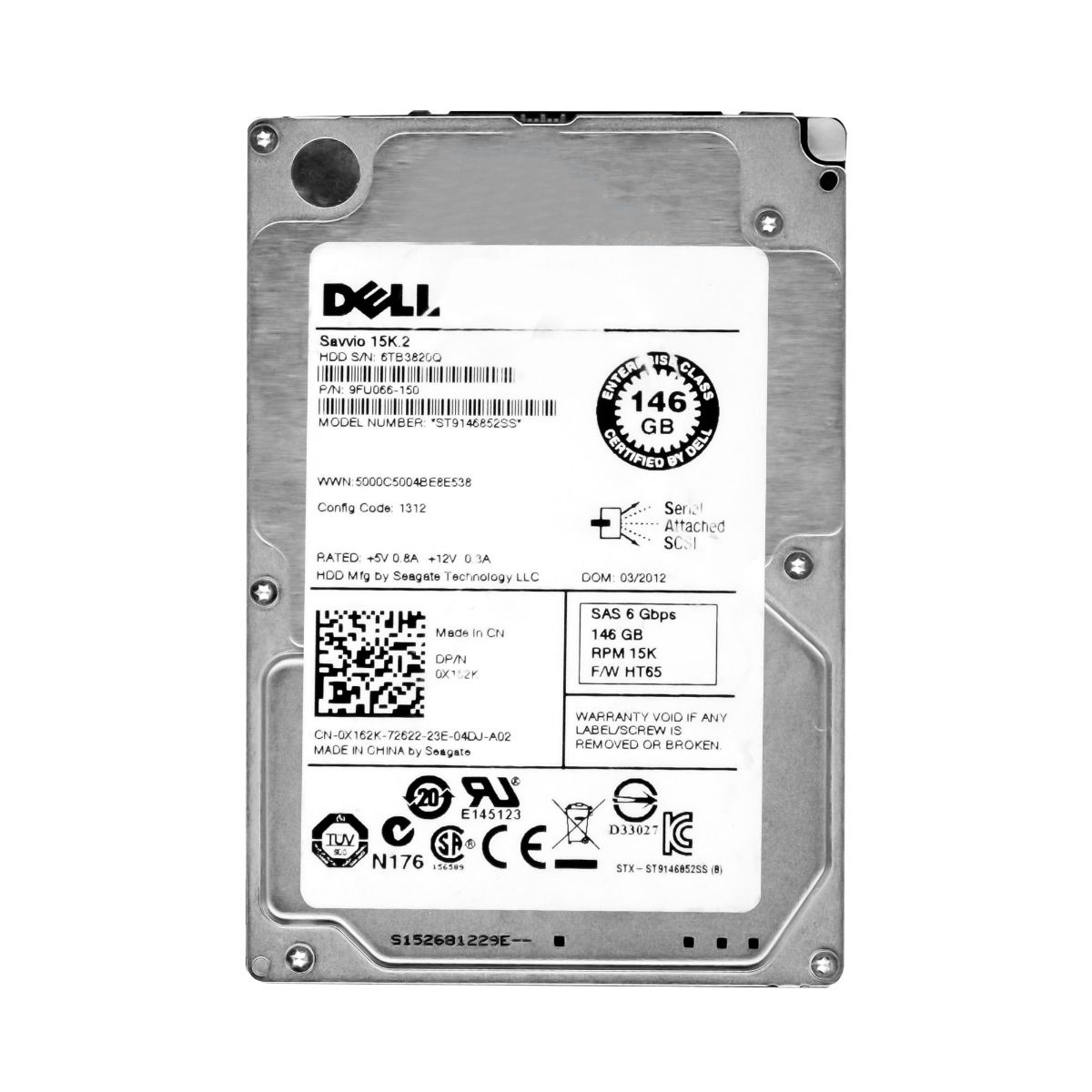 DELL 0X162K 146GB 15K 16MB SAS-2 2.5'' ST9146852SS
