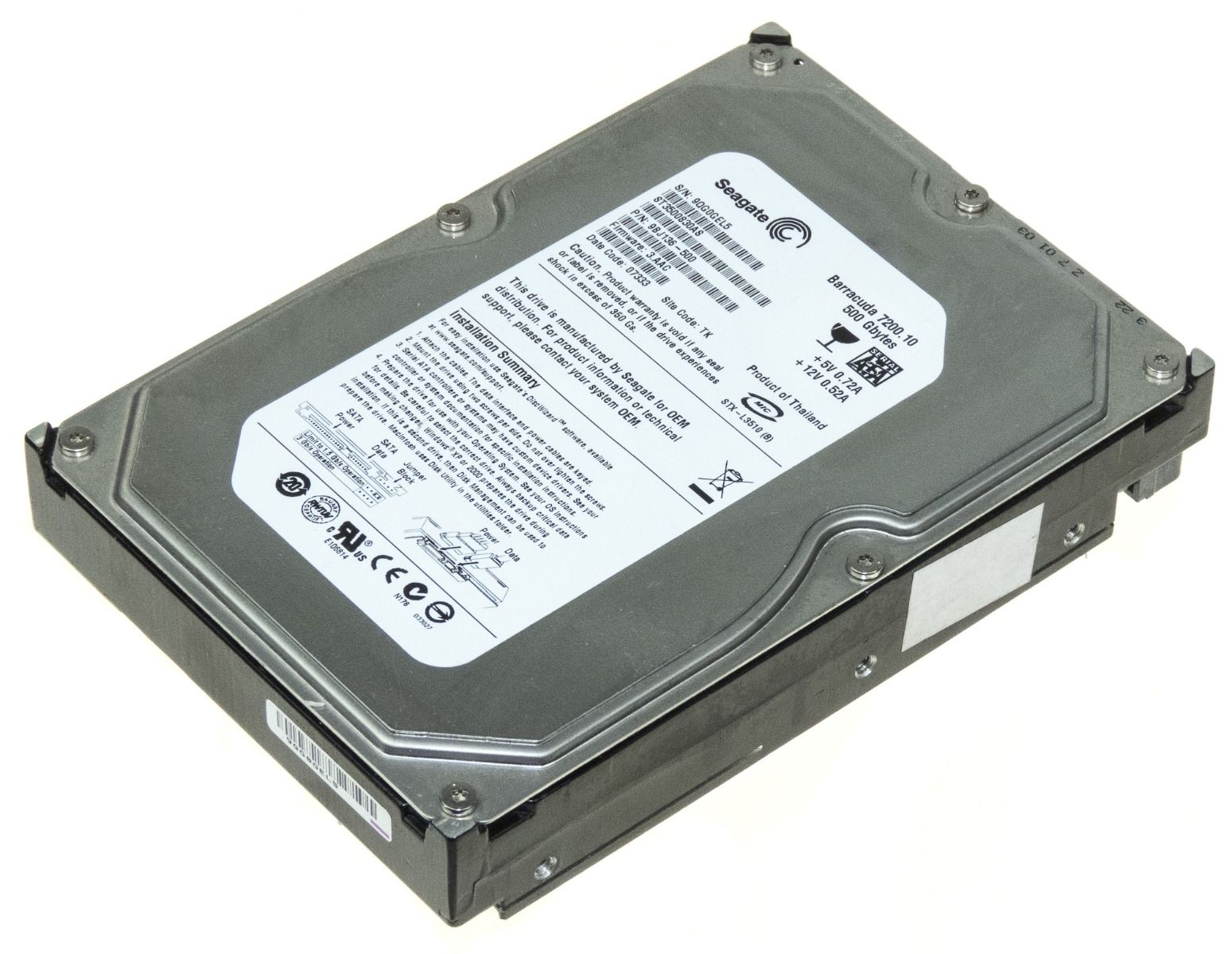 SEAGATE BARRACUDA 500GB 7.2K 8MB SATA II 3.5'' ST3500830AS