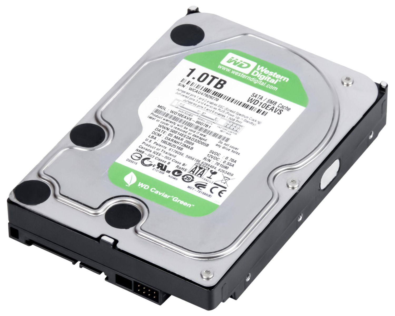 WD GREEN 1TB 7.2K 8MB SATA II 3.5'' WD10EAVS