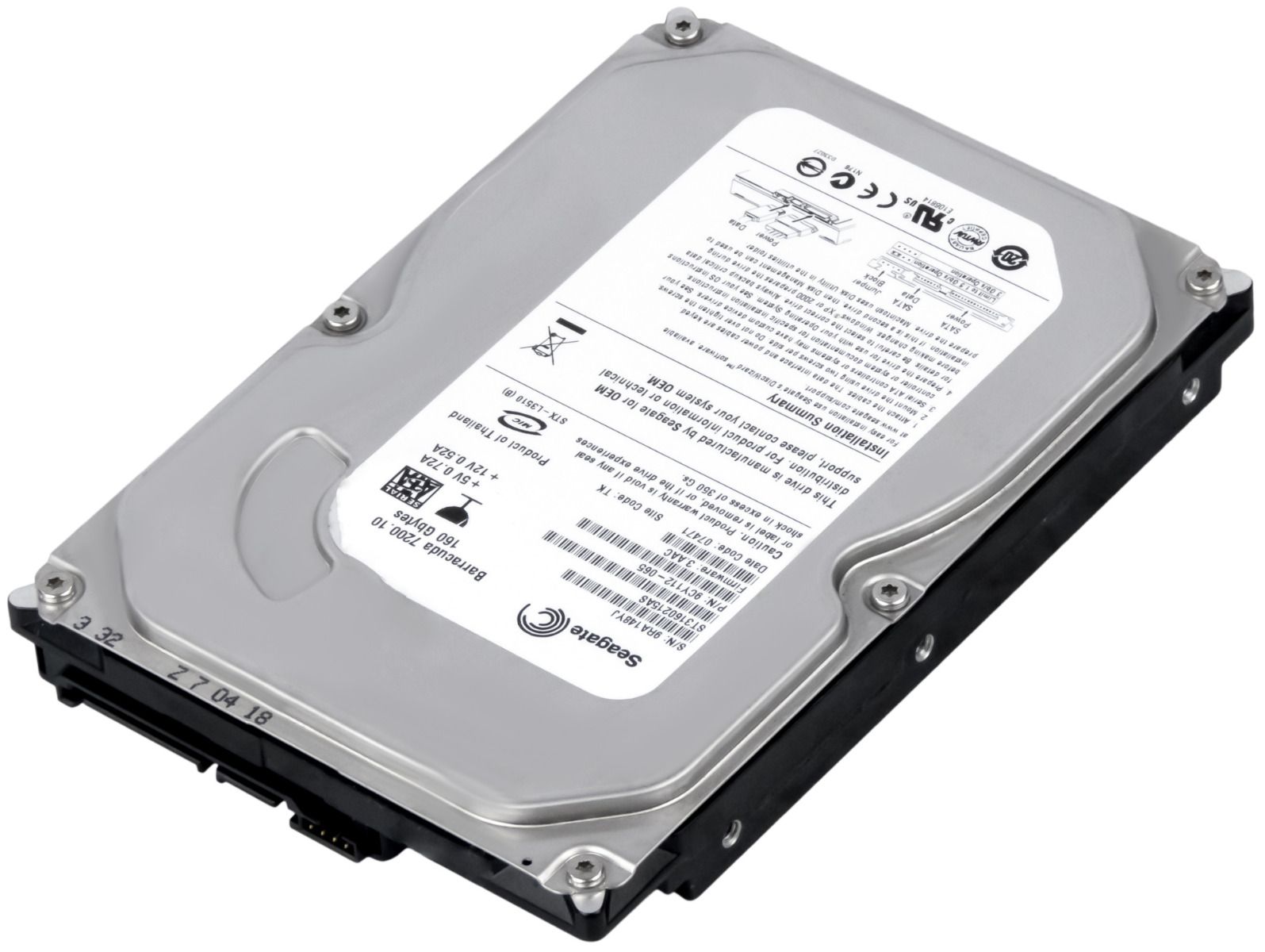 SEAGATE BARRACUDA 7200.10 160GB 7.2k 2MB SATA II 3.5'' ST3160215AS