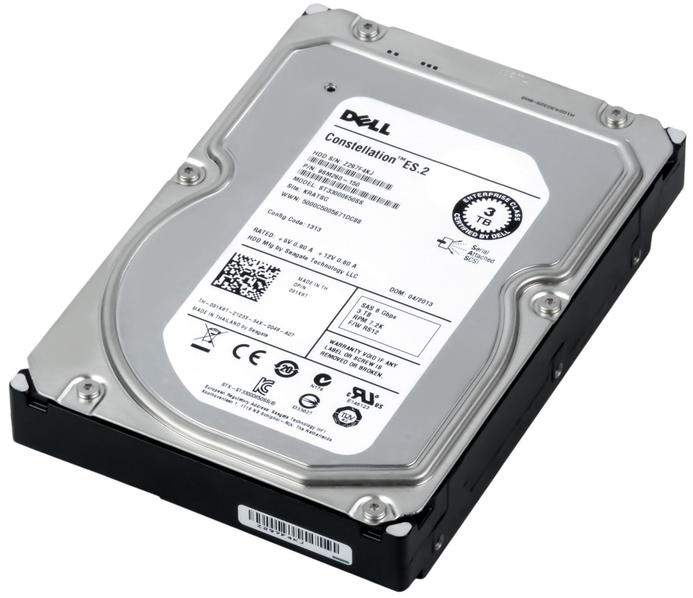 DELL 091K8T 3TB 7.2K 64MB SAS-2 3.5'' ST33000650SS
