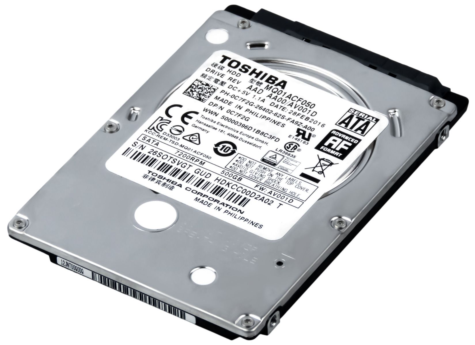 TOSHIBA 500GB 7.2k 16MB Sata III 2.5'' MQ01ACF050