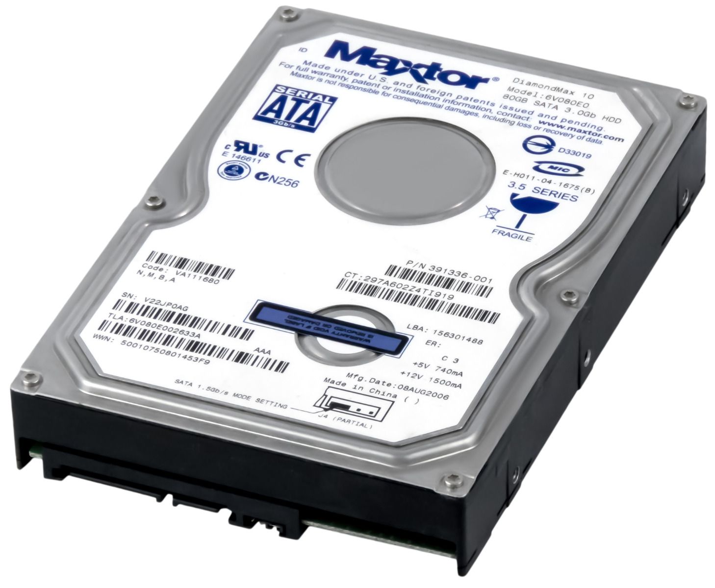 MAXTOR DiamondMax 10 80GB 7.2K 8MB SATA II 3.5'' 6V080E0