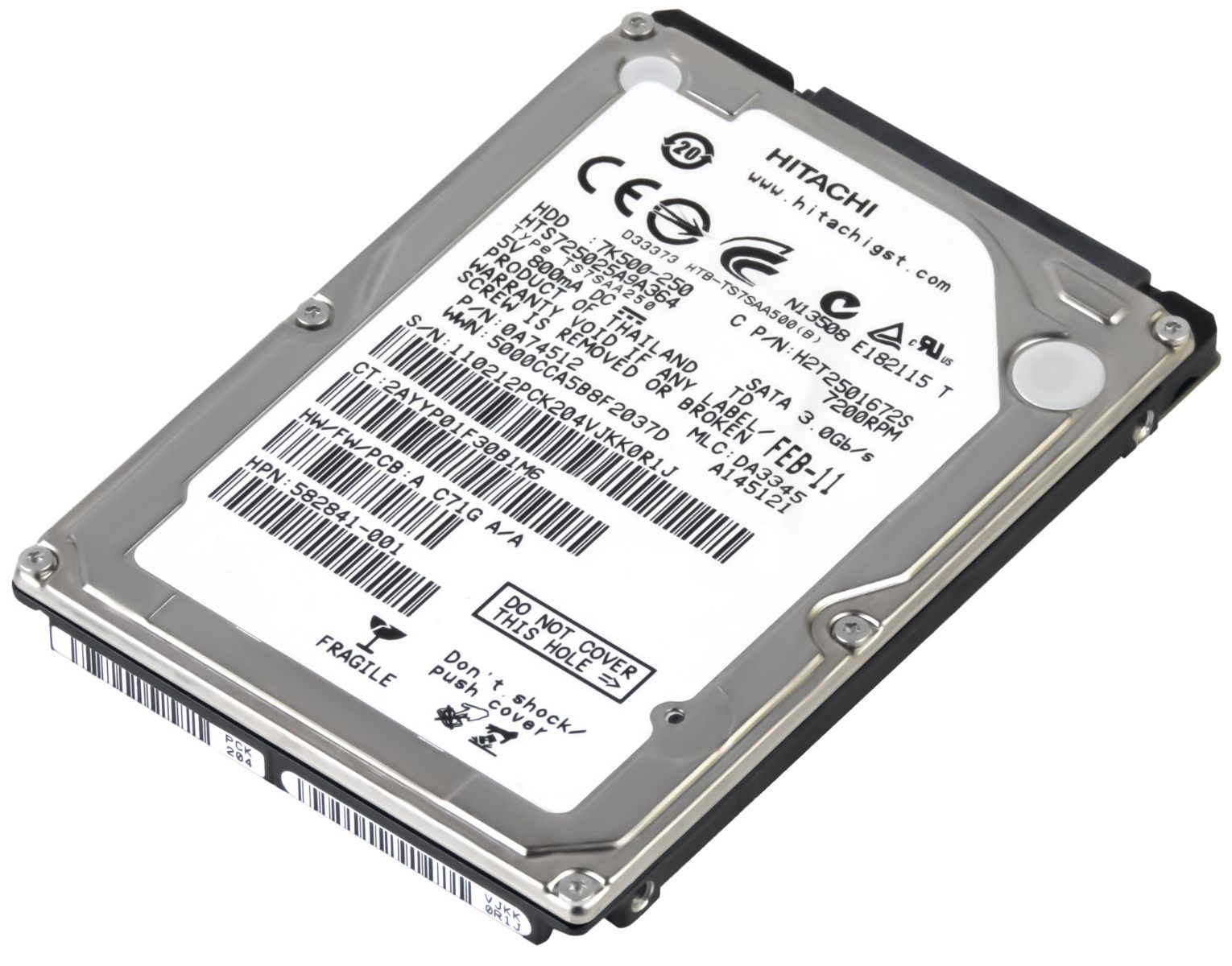 hitachi TravelStar 7K500 250GB 7.2k 16MB Sata II 2.5'' HTS725025A9A364