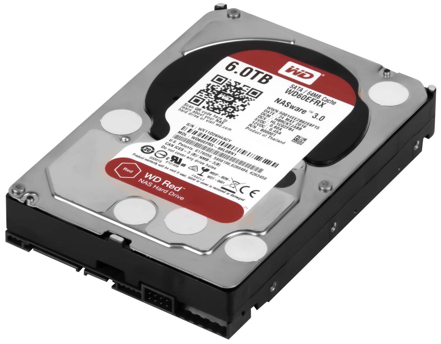 WD RED 6 To 5,4K 64 Mo SATA III 3,5'' WD60EFRX 3.0
