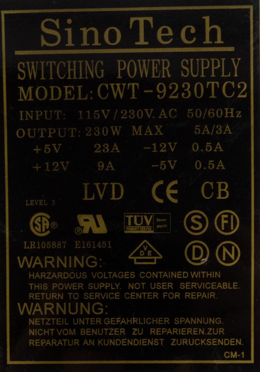 SINOTECH CWT-9230TC2 230W AT AUX MOLEX