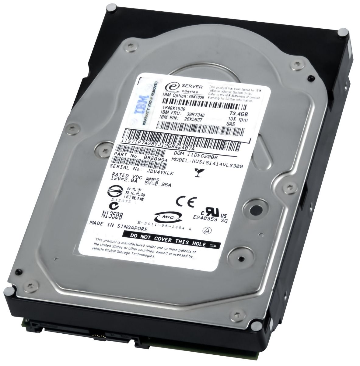 IBM 39R7340 26K5837 73GB 10K 16MB SAS 3.5'' HUS151414VLS300