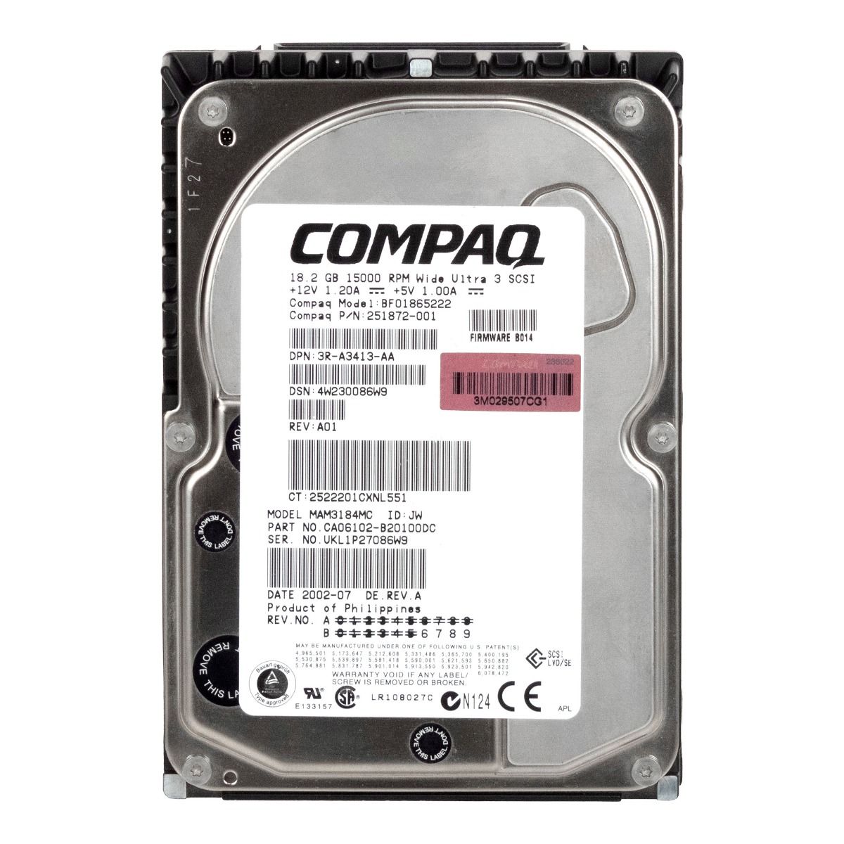 COMPAQ BF01865222 18.2GB 15K SCSI 3.5" 251872-001 HDD