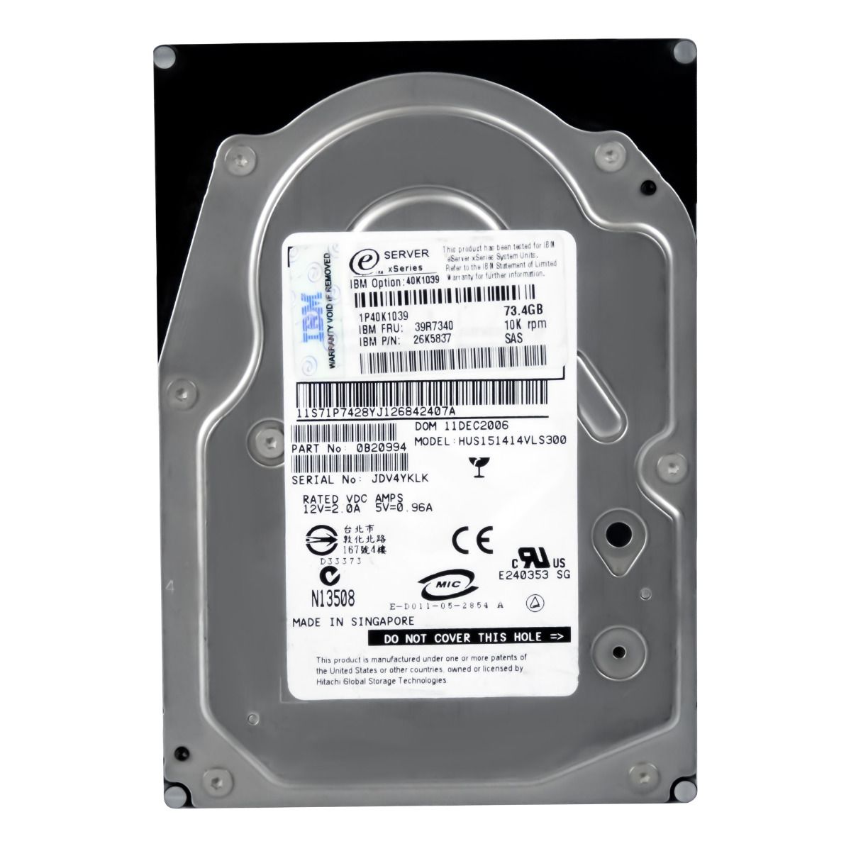 IBM 39R7340 26K5837 73GB 10K 16MB SAS 3.5'' HUS151414VLS300
