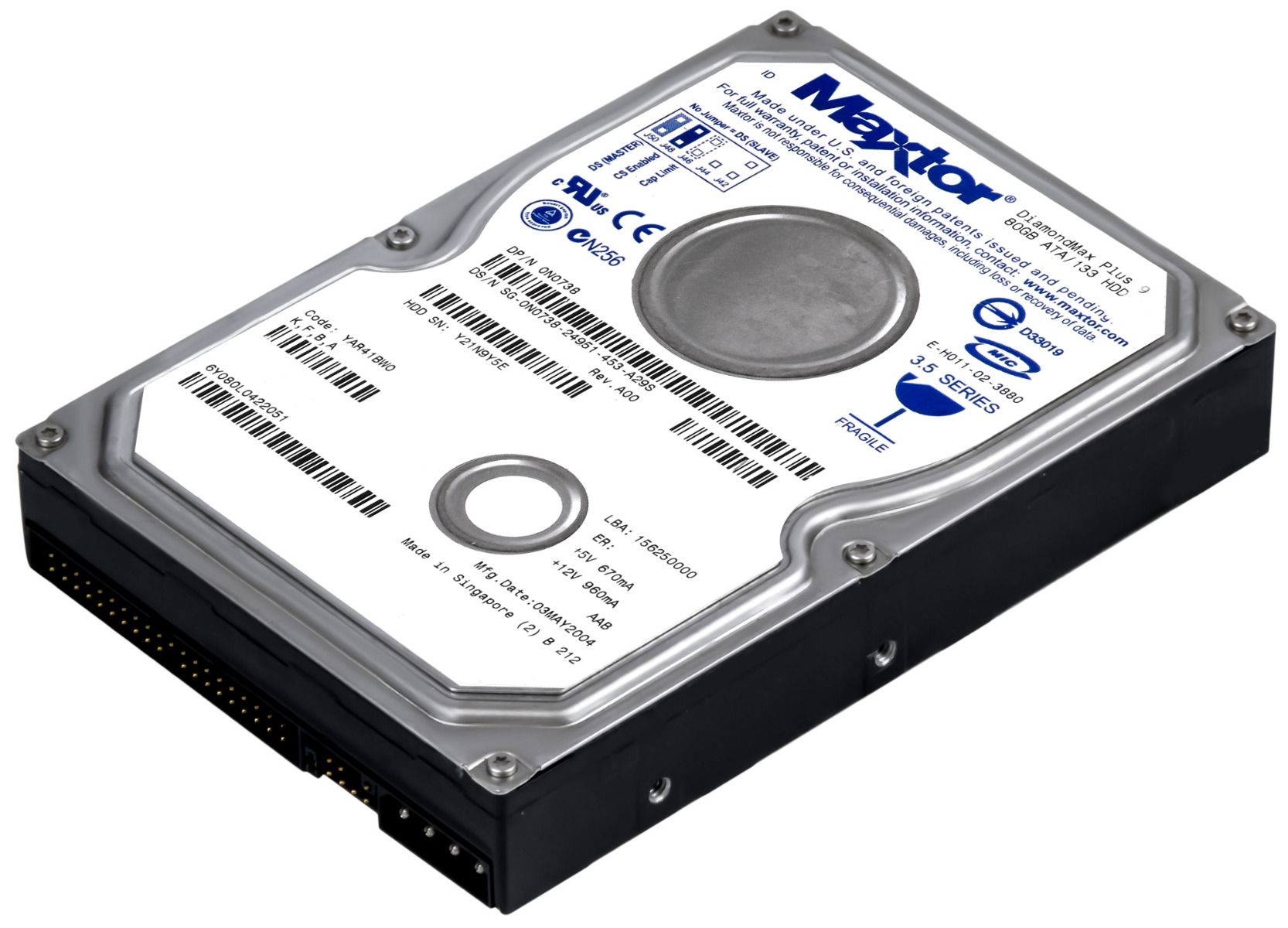 DELL 0N0738 80GB ATA 7.2K 2MB 3.5'' 6Y080L0