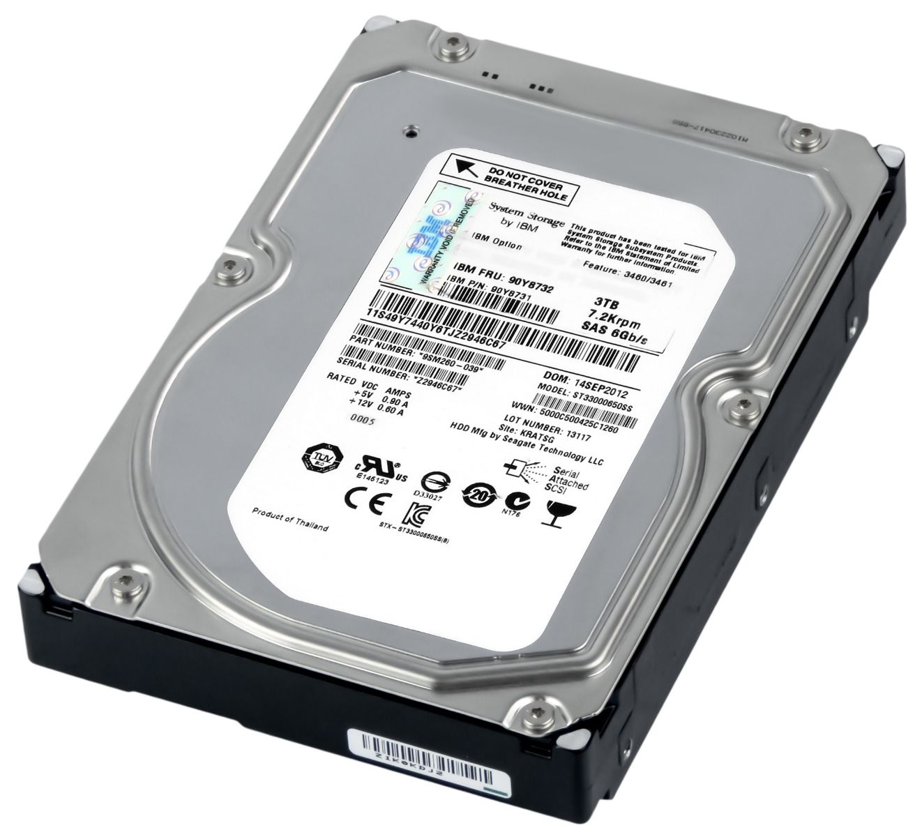 IBM 90Y8732 90Y8731 3 To 7,2K 64 Mo SAS-2 3,5'' ST33000650SS