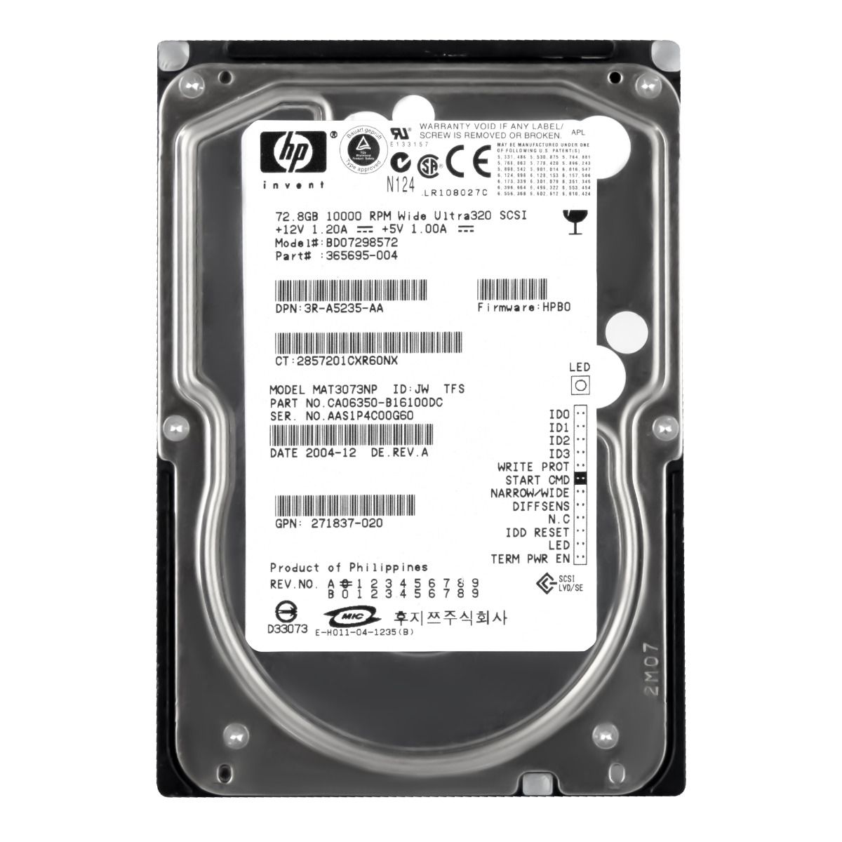 HP 365695-004 72GB 10K SCSI ULTRA320 3.5'' BD07298572