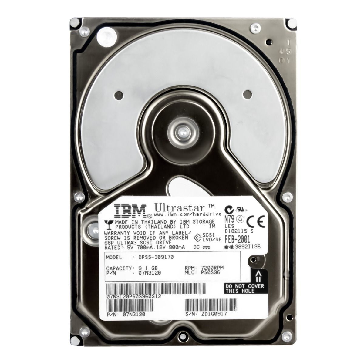 IBM UltraStar 36LP 07N3120 9.1GB 7.2K SCSI U160 3.5'' DPSS-309170