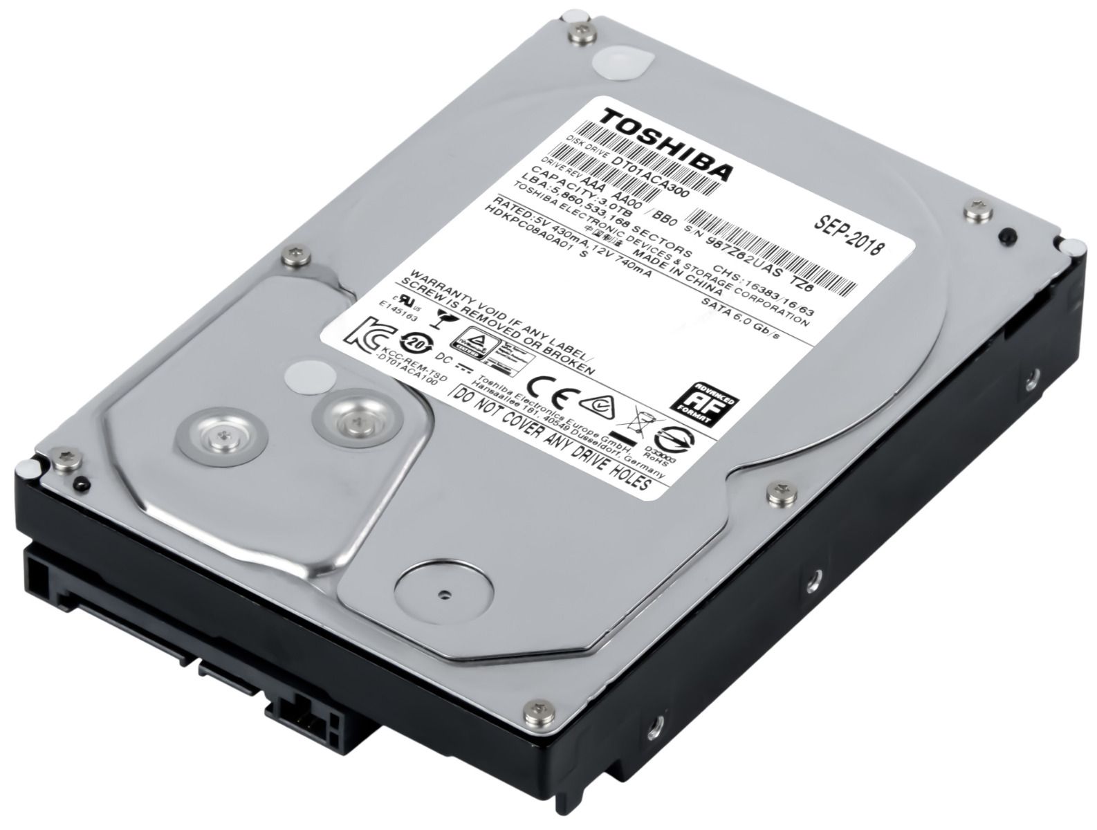 TOSHIBA 3TB 7.2K 64MB SATA III 3.5'' DT01ACA300