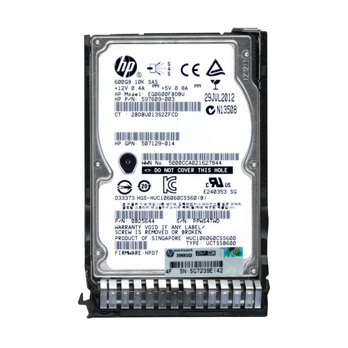 HP EG0600FBDBU 600GB 10K 64MB SAS-2 2.5'' 597609-003