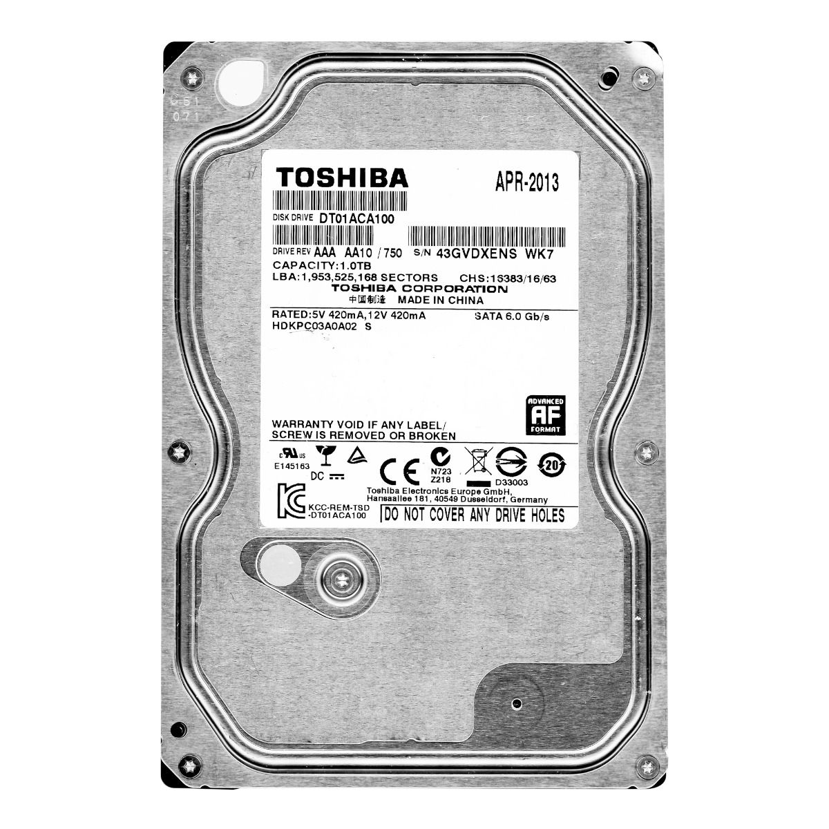 TOSHIBA 1TB 7.2k 32MB SATA III 3.5'' DT01ACA100