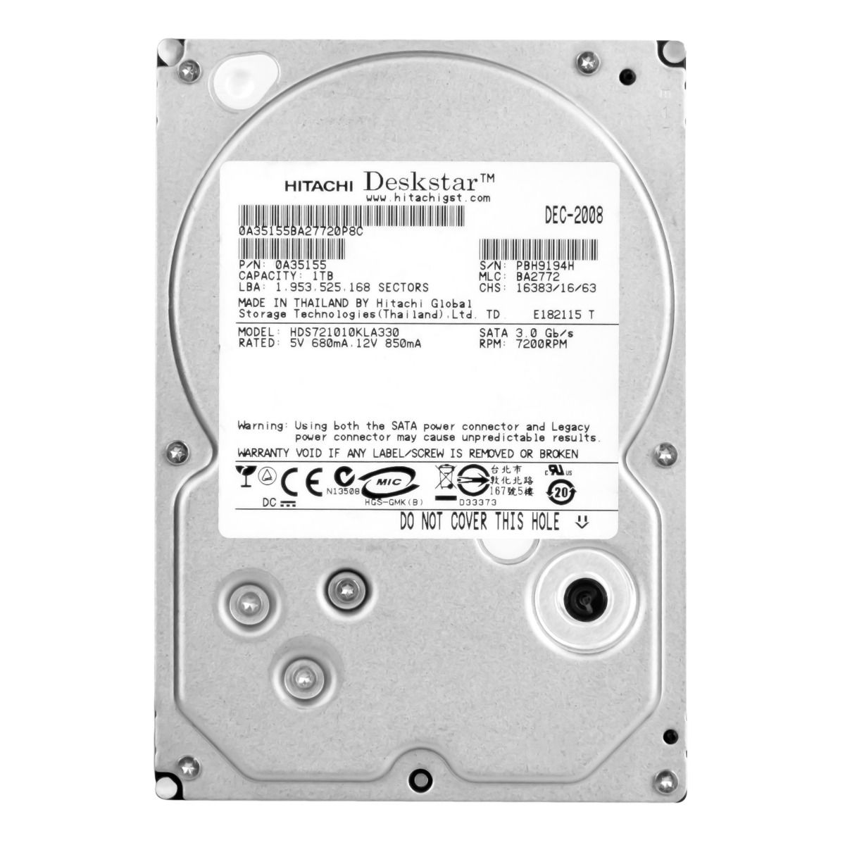 HITACHI DeskStar 7K1000 1TB 7.2K 32MB SATA II 3.5'' HDS721010KLA330