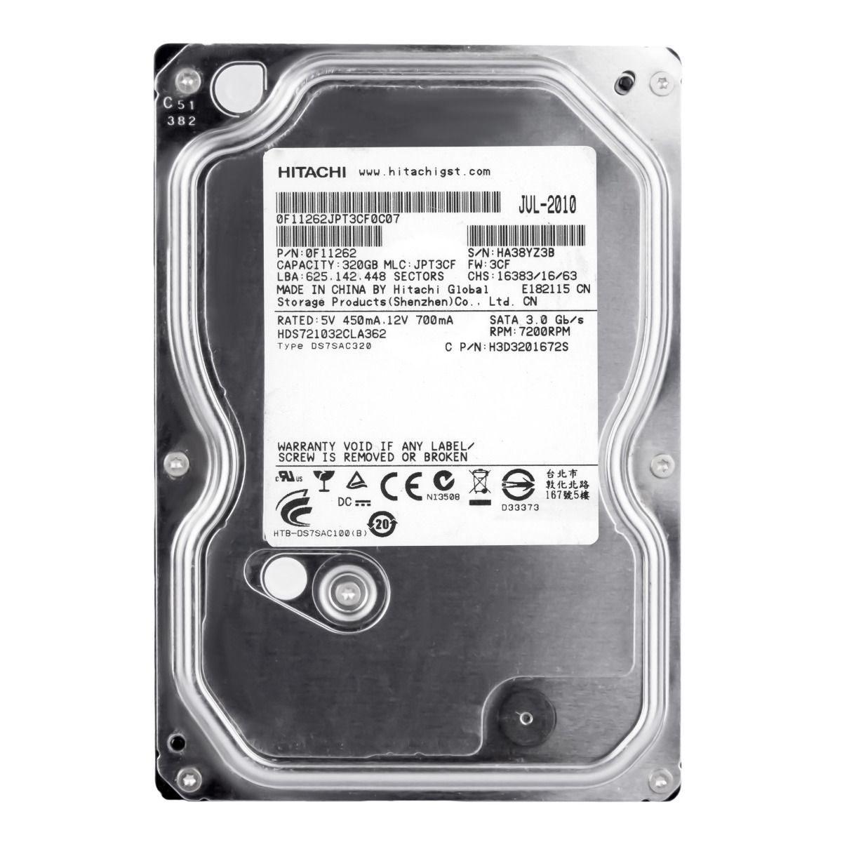 HITACHI DeskStar 7K1000.C 320GB 7.2k SATA II 16MB 3.5'' HDS721032CLA362