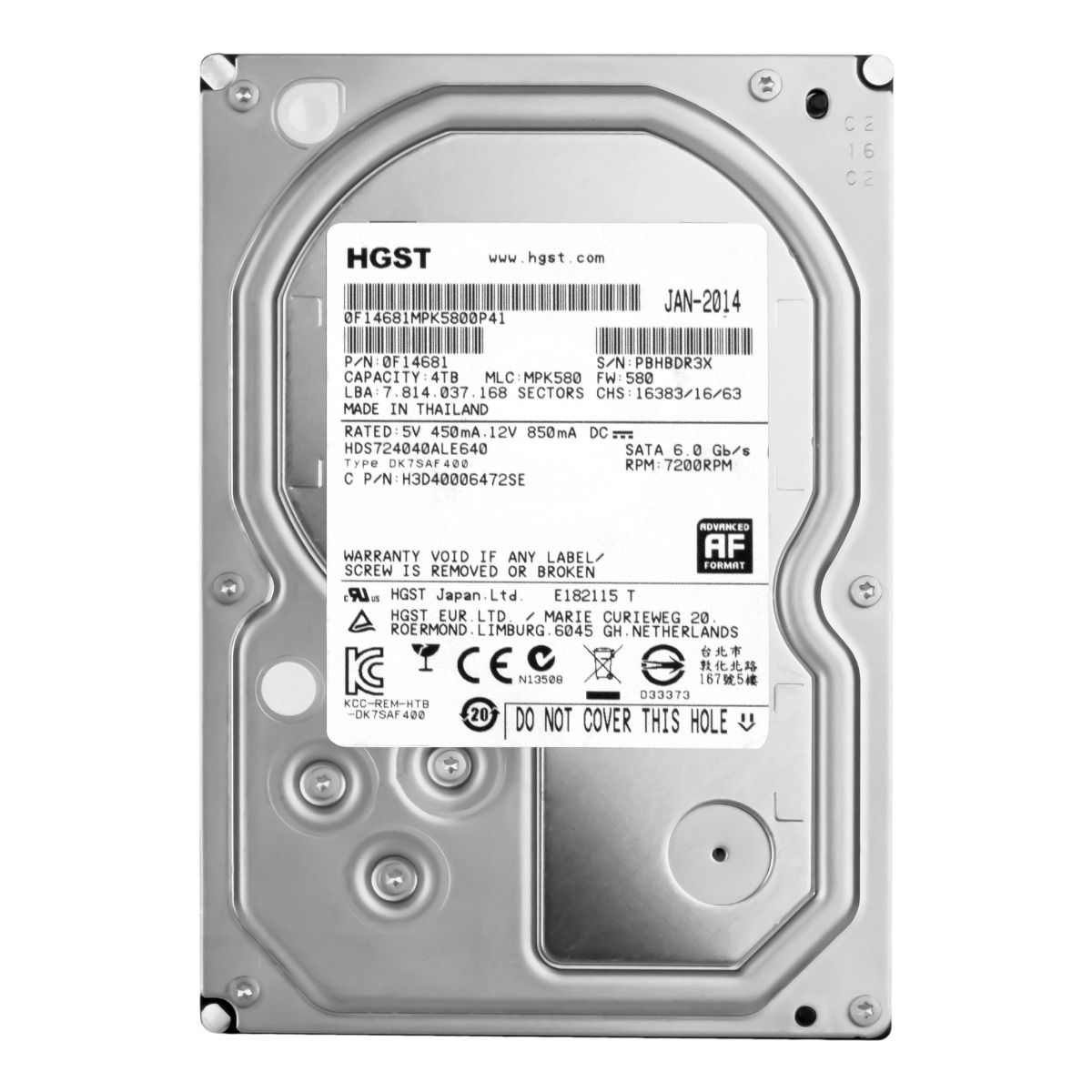 HGST DeskStar 7K4000 4 To 7,2K 64 Mo SATA III 3,5'' HDS724040ALE640