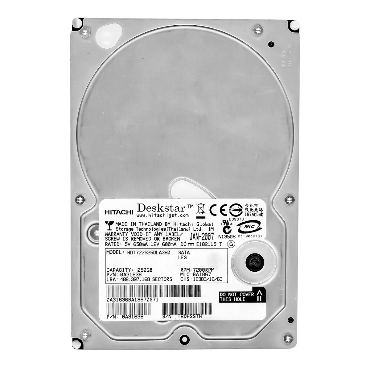 HITACHI DeskStar T7K250 250GB 7.2k 8MB SATA II 3.5'' HDT722525DLA380