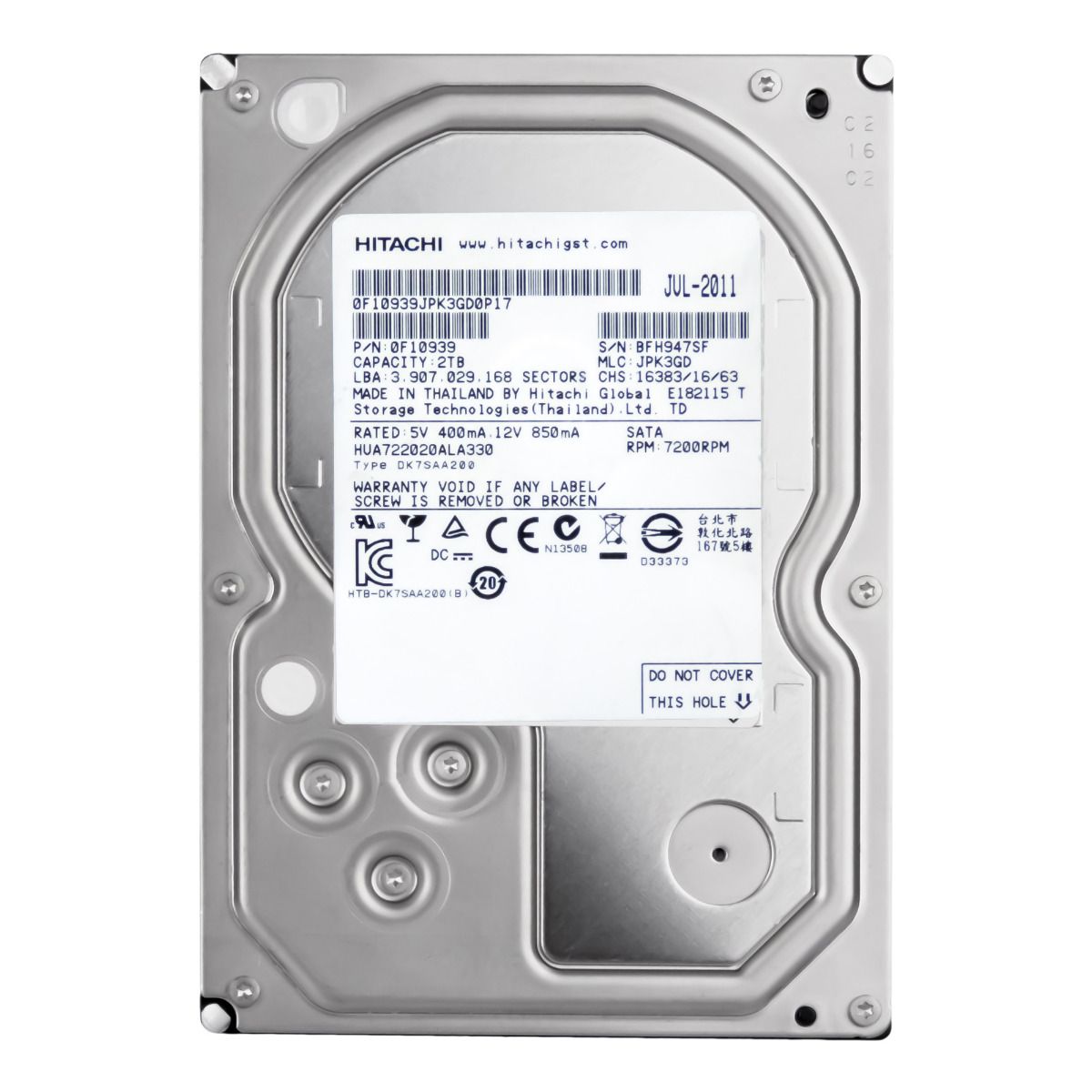 HITACHI UltraStar A7K2000 2TB 7.2K 32MB SATA II 3.5'' HUA722020ALA330