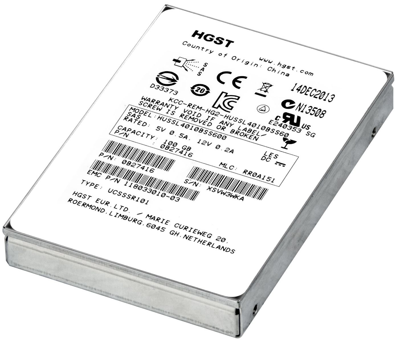 EMC 118033010-03 100GB SLC SAS-2 2.5'' HUSSL4010BSS600