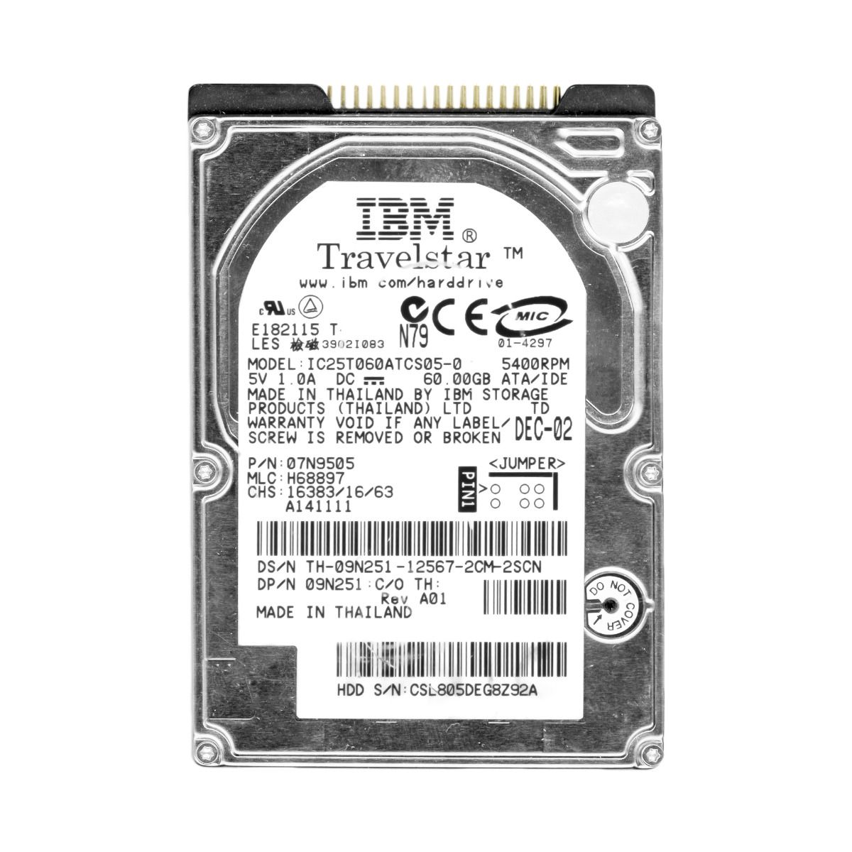 IBM 60GB 5.4K 2MB ATA 2.5'' IC25T060ATCS05-0