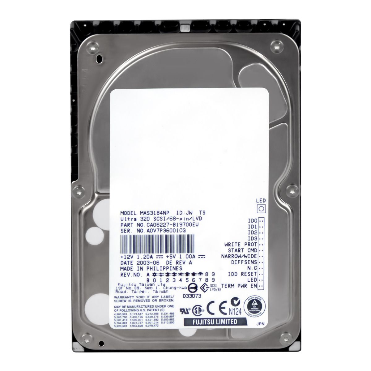FUJITSU 18.4GB 15K 8MB SCSI U320 68-PIN 3.5'' MAS3184NP