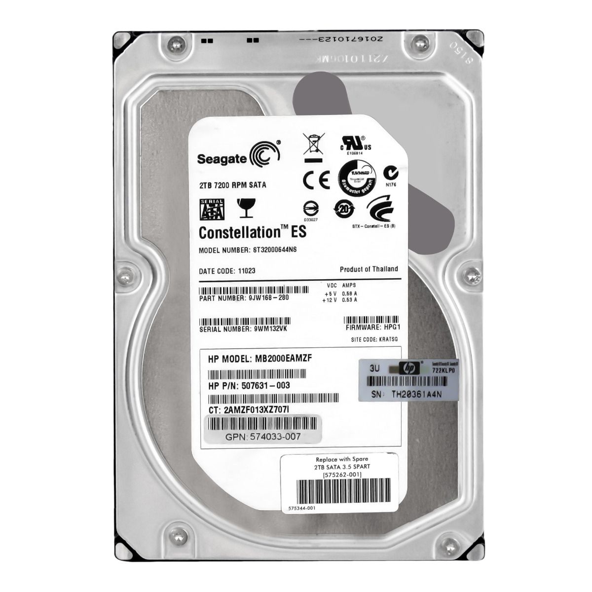 HP 507631-003 2TB 7.2K 64MB SATA II 3.5'' MB2000EAMZF
