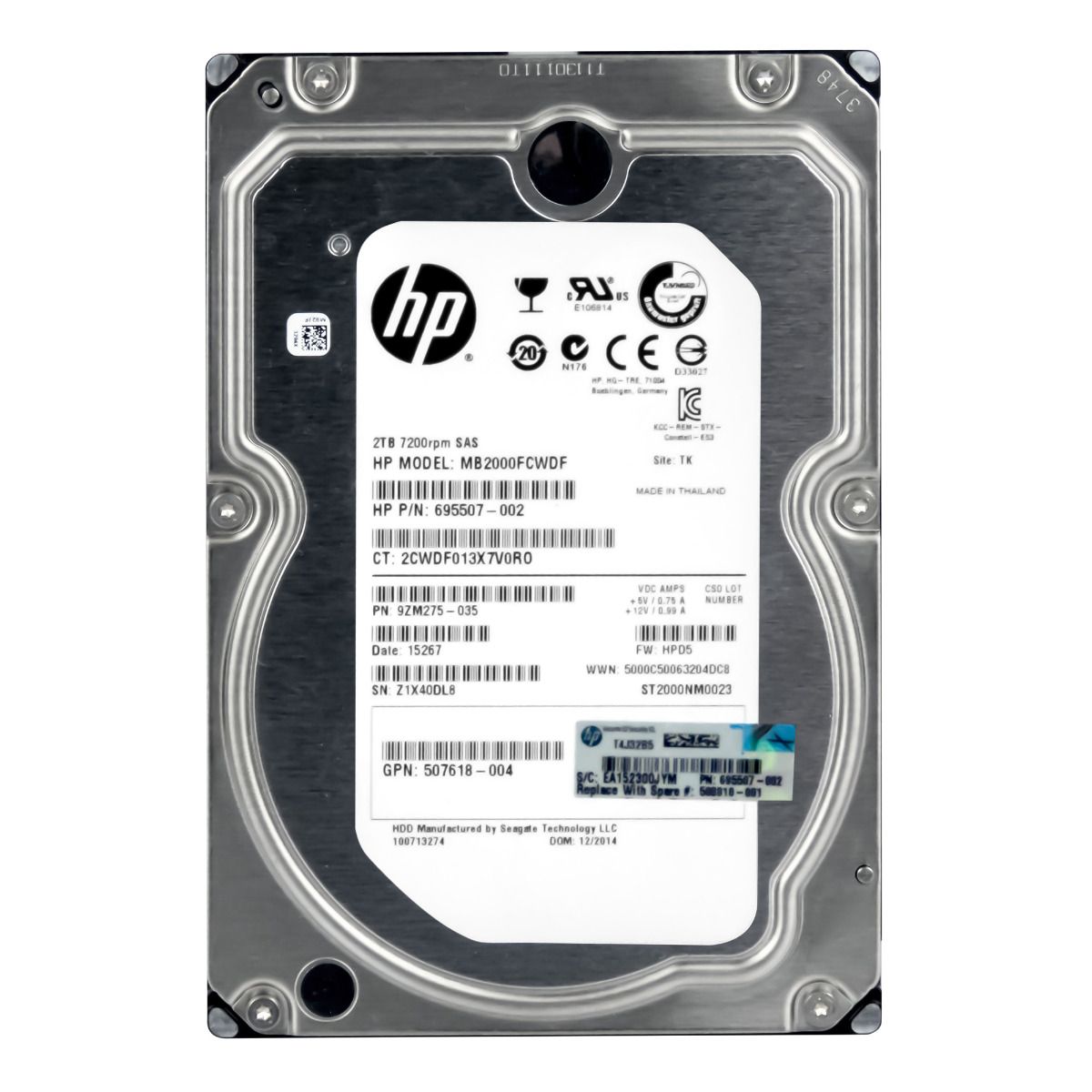 HP 695507-002 2TB 7.2K 128MB SAS-2 3.5'' MB2000FCWDF