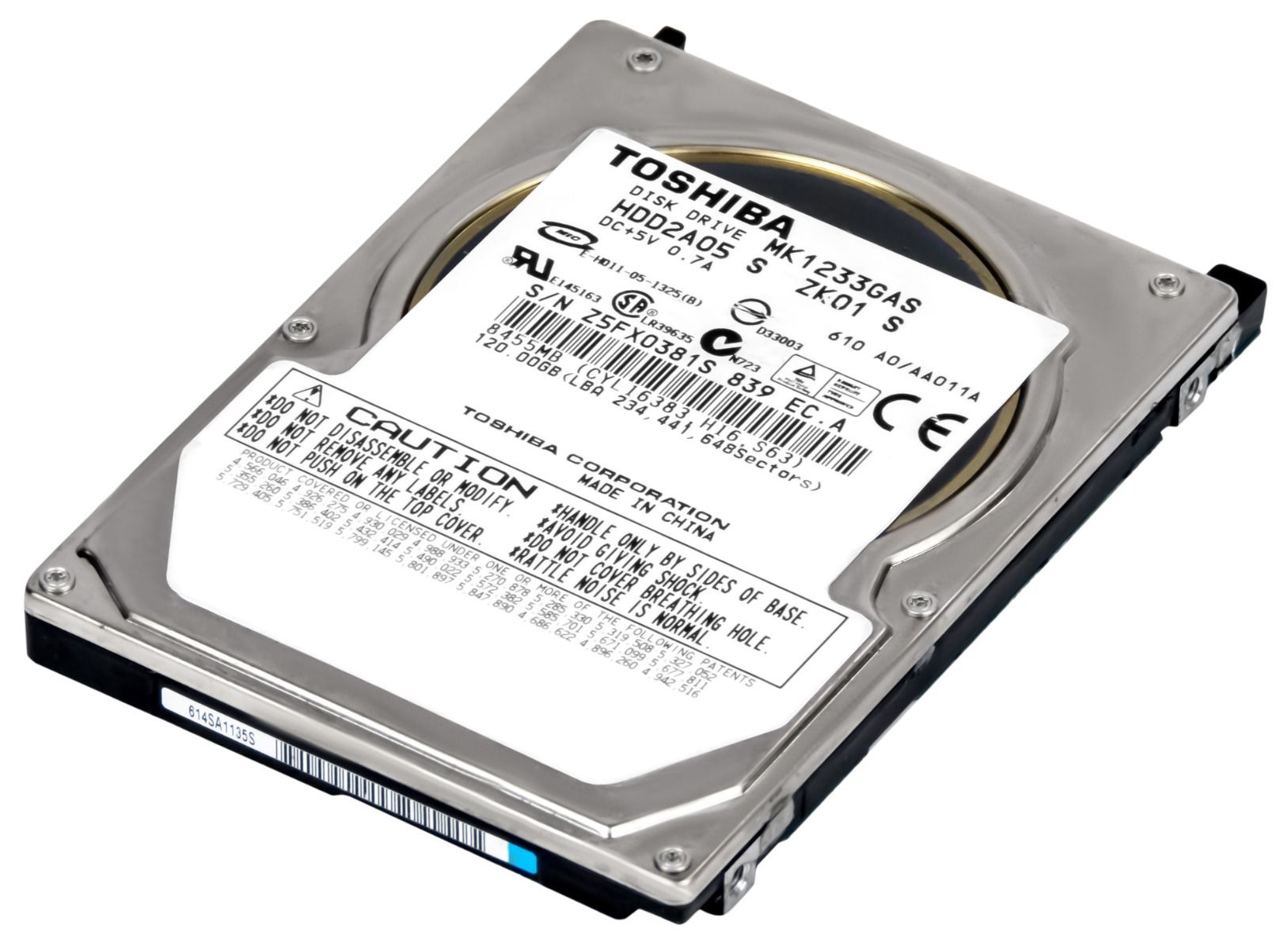 TOSHIBA 120GB 4.2K 8MB ATA 2.5'' MK1233GAS