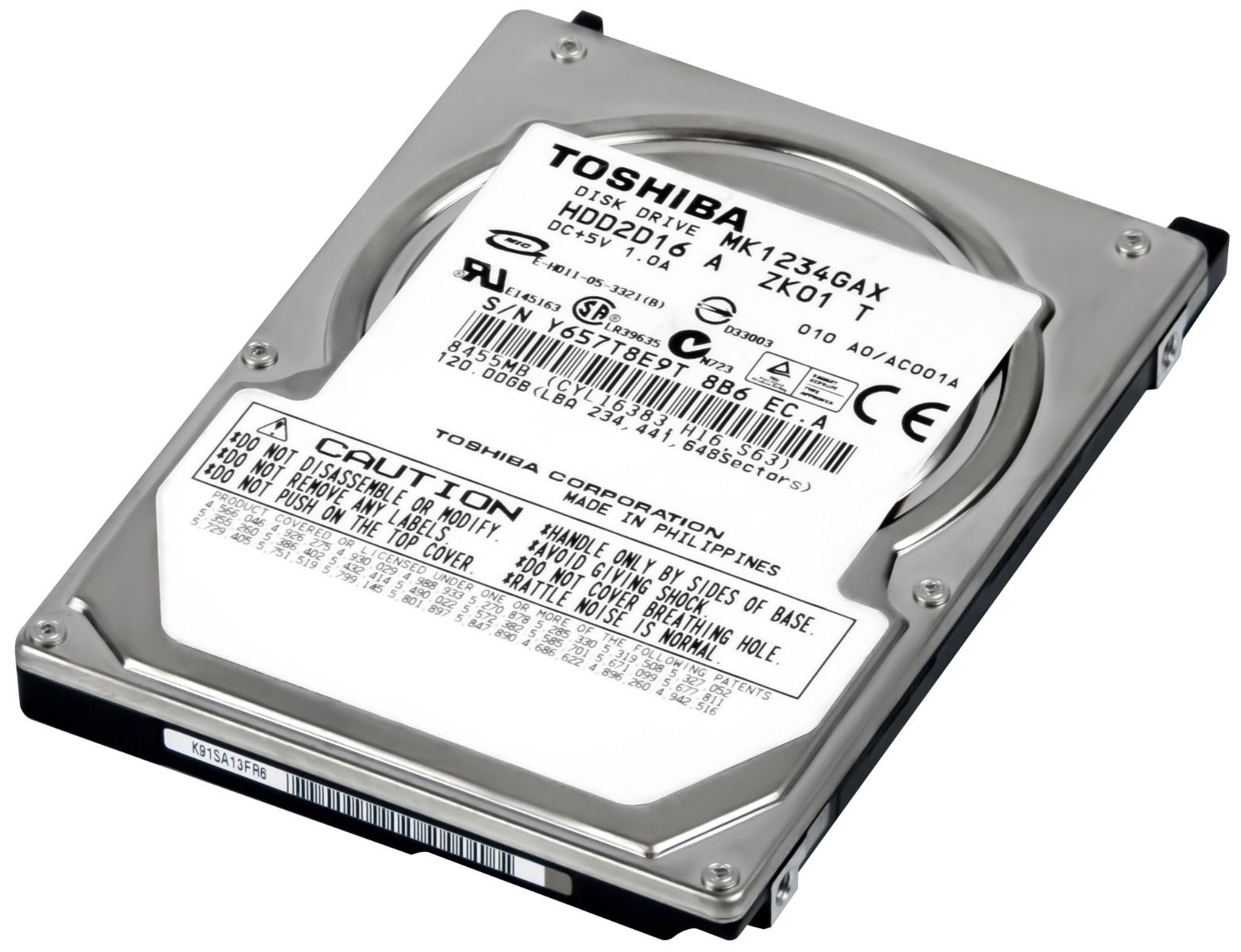TOSHIBA 120GB 5.4K 8MB ATA 2.5'' MK1234GAX