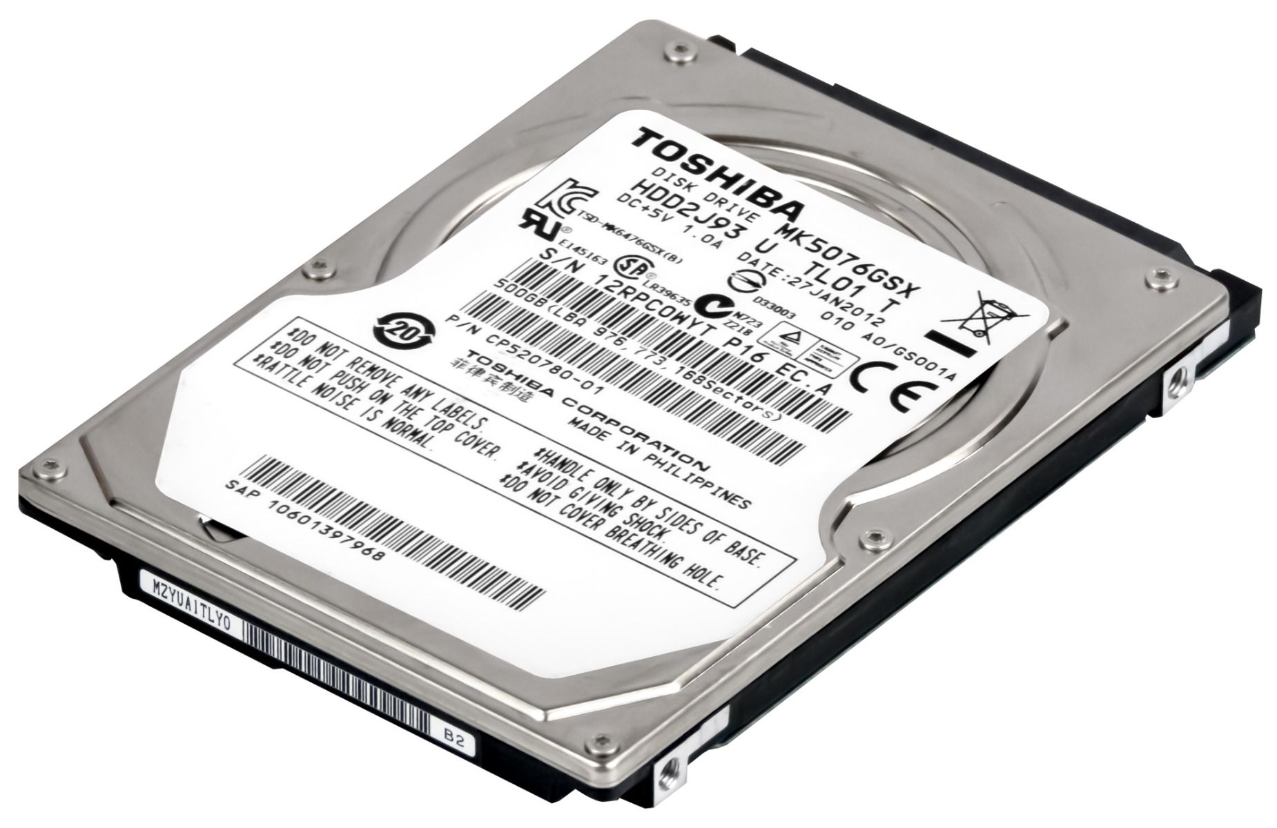 TOSHIBA 500GB 5.4K 8MB SATA II 2.5'' MK5076GSX