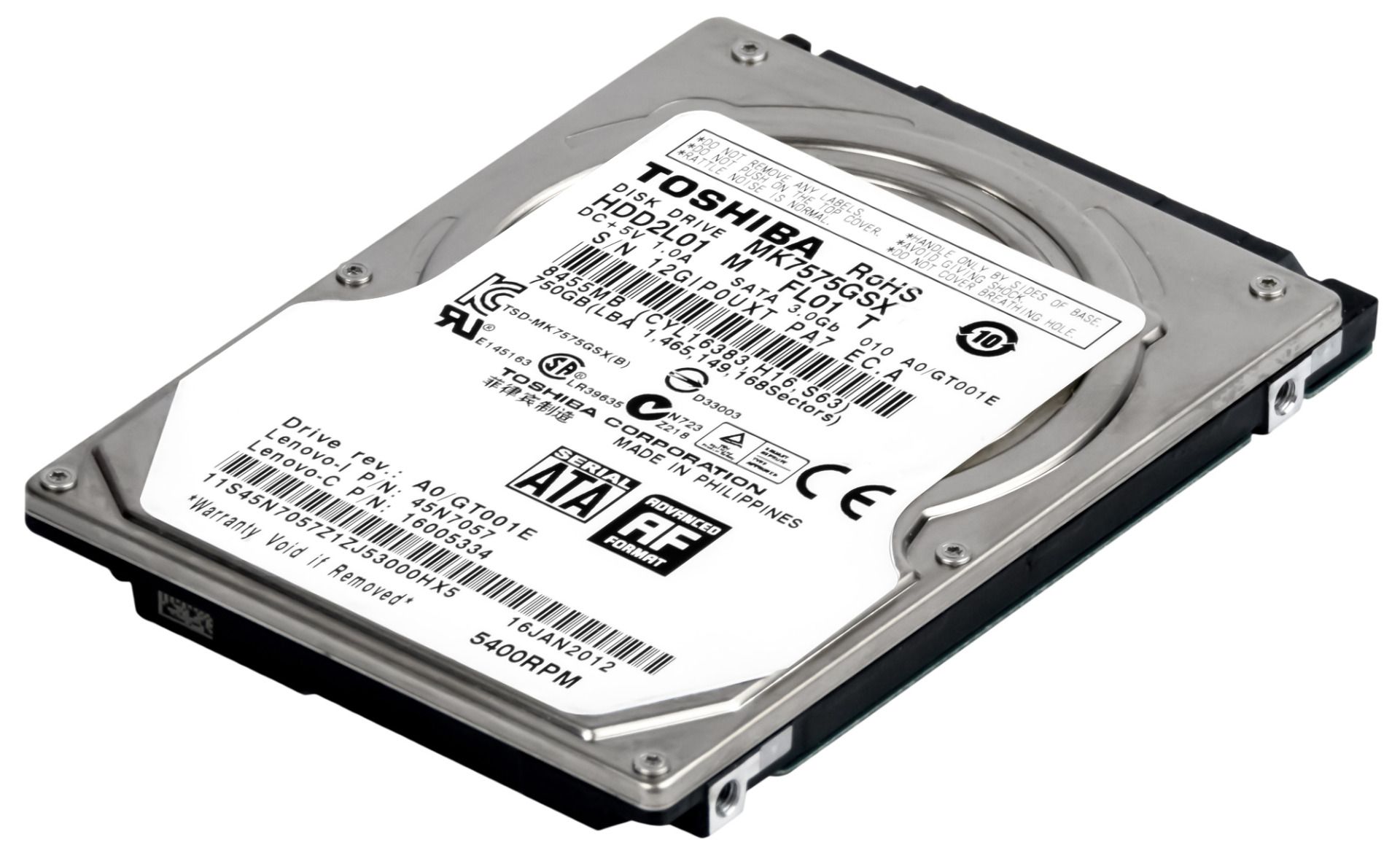 TOSHIBA 750GB 5.4K 8MB SATA II 2.5'' MK7575GSX