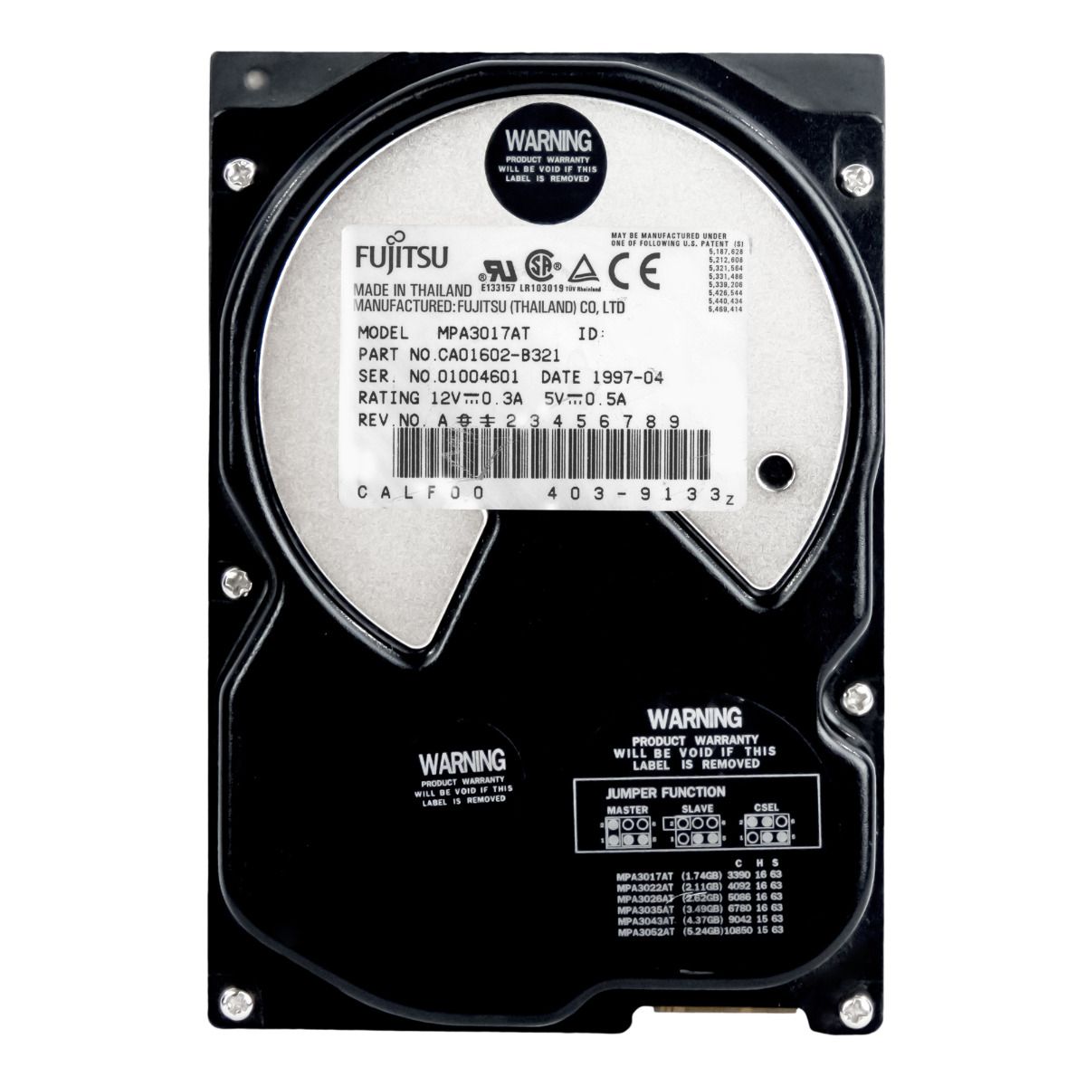 Fujitsu 1,7 Go 5.4k ATA 3,5 '' MPA3017AT