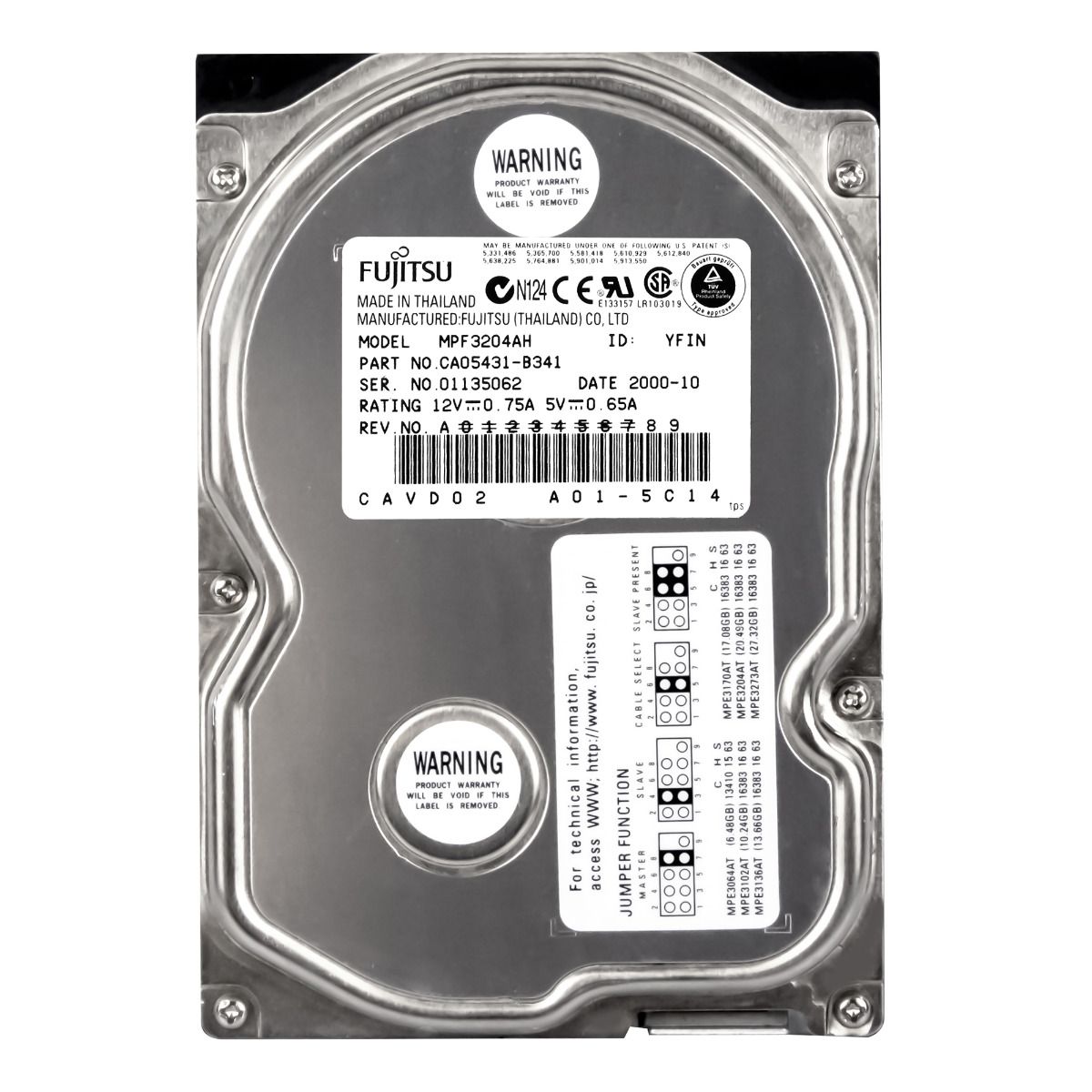 FUJITSU 20.4GB 7.2K 2MB ATA 3.5'' MPF3204AH