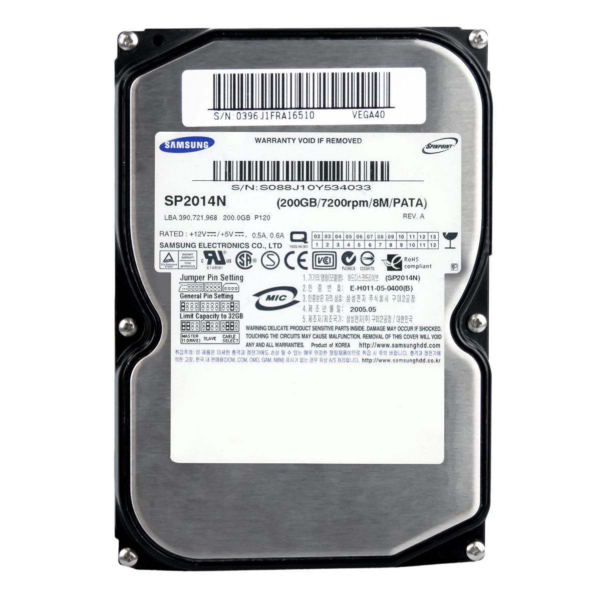SAMSUNG SPINPOINT P120 200GB 7.2K 8MB ATA 3.5'' SP2014N