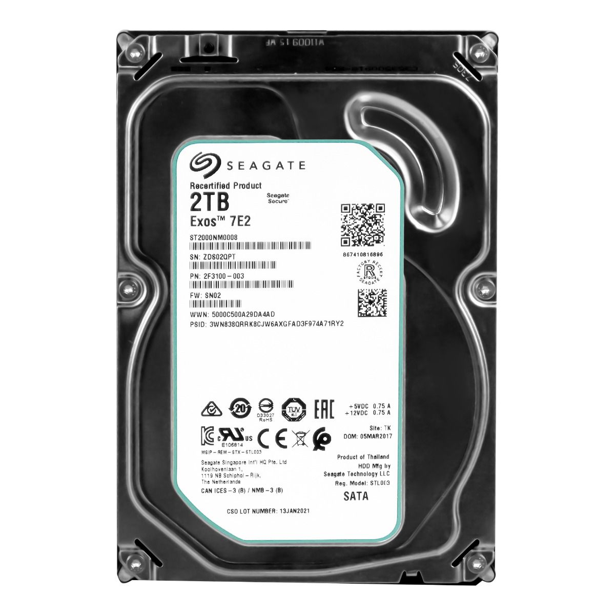 Seagate Exos 7E2 2TB 7.2K 128MB Sata III 3.5 '' ST2000NM000888