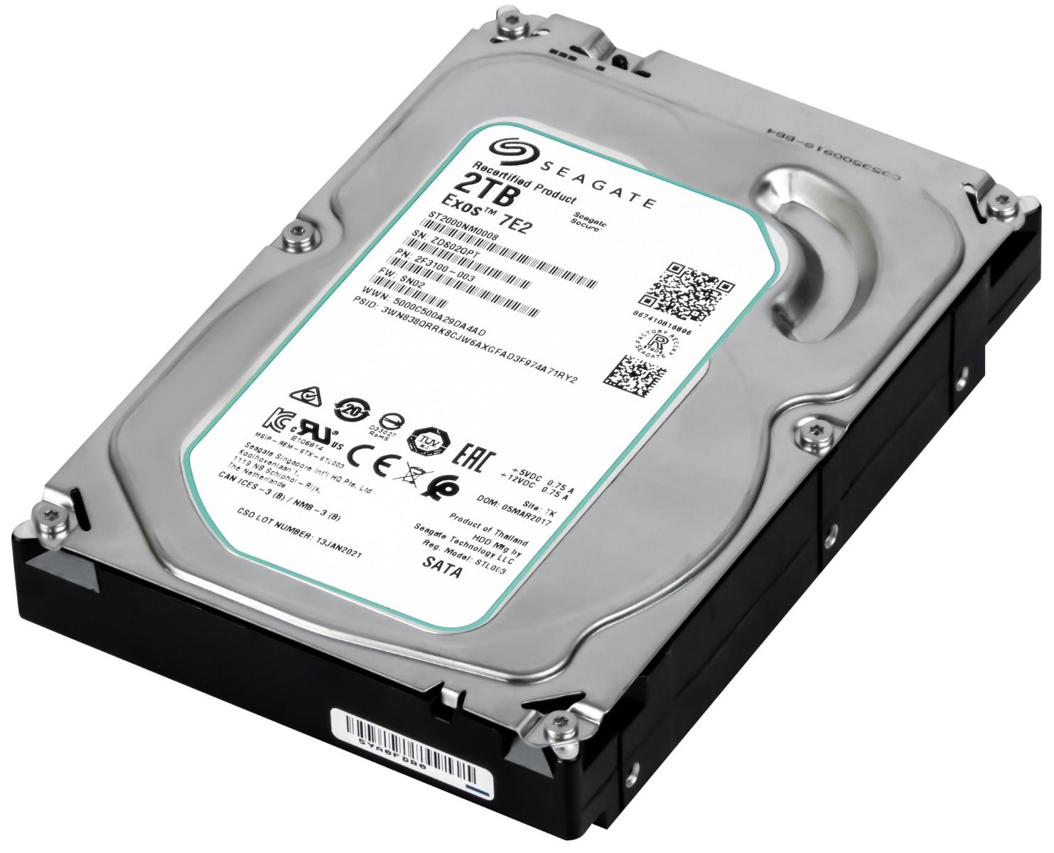 Seagate Exos 7E2 2TB 7.2K 128MB Sata III 3.5 '' ST2000NM000888