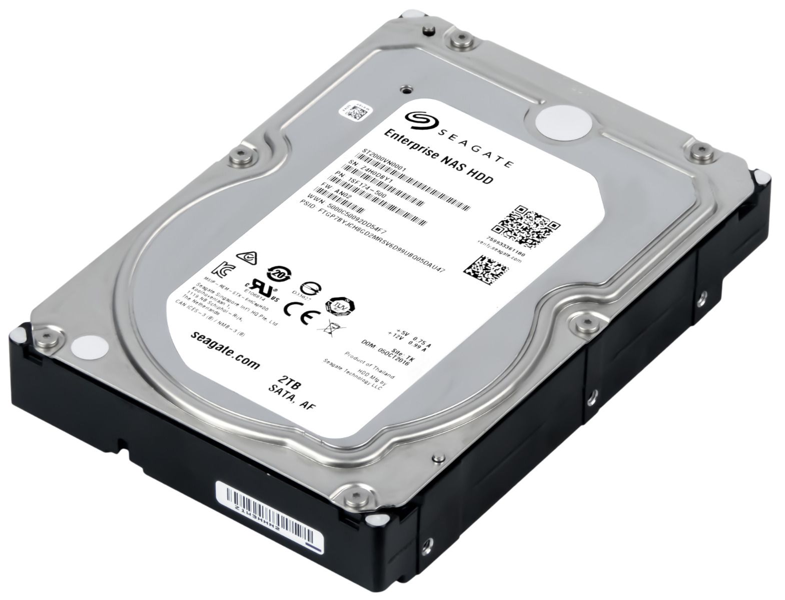 SEAGATE ENTERPRISE NAS HDD 2TB 7.2K 128MB SATA III 3.5'' ST2000VN0001