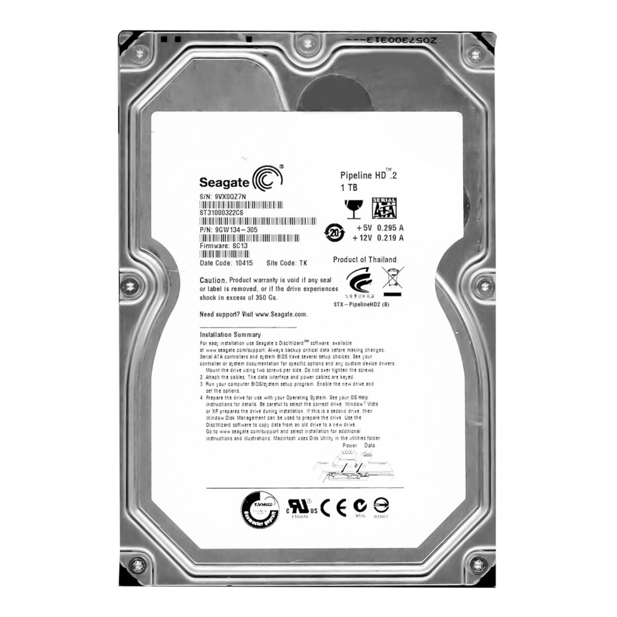 SEAGATE PIPELINE HD.2 1TB 5.9k Sata II 3.5'' ST31000322CS