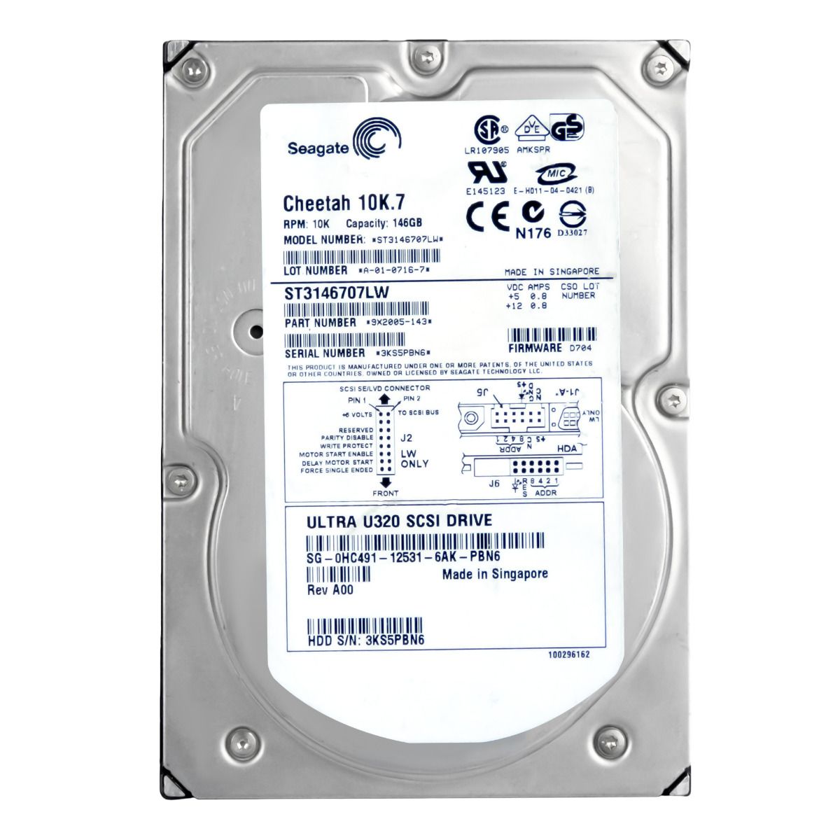 DELL 0HC491 146GB 10K 8MB SCSI U320 3.5'' ST3146707LW